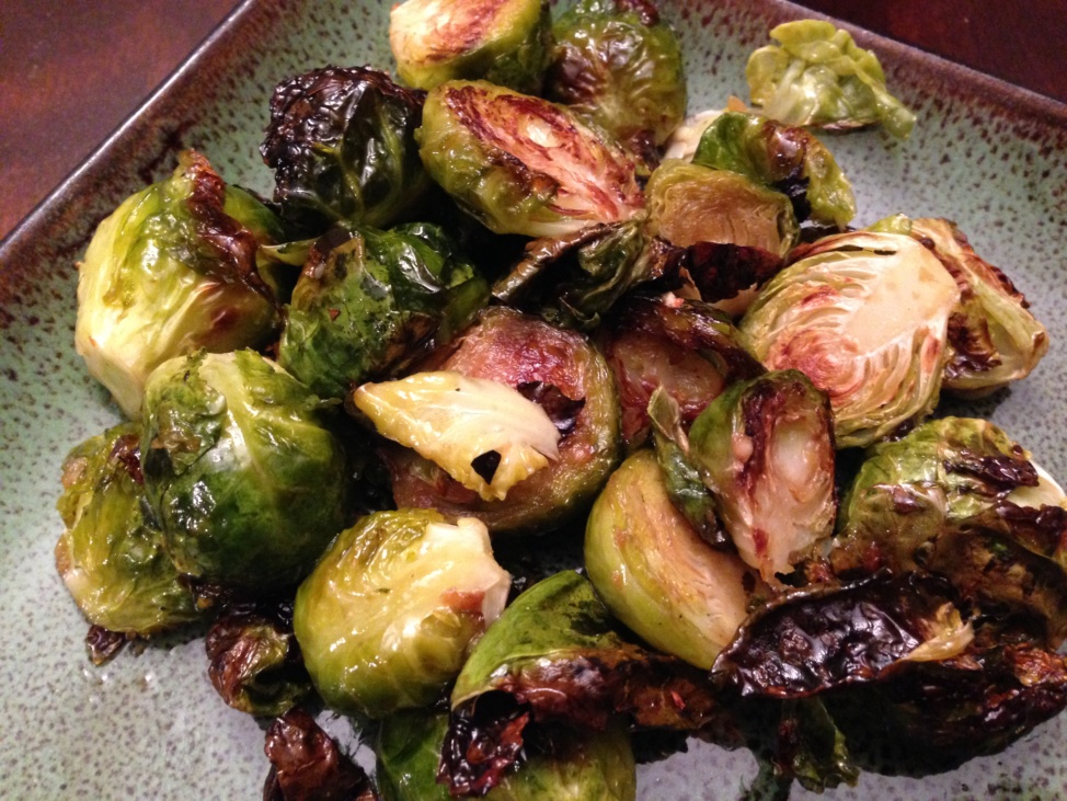 Crispy Roasted Brussel Sprouts with MapleSoySriracha Glaze so fresh