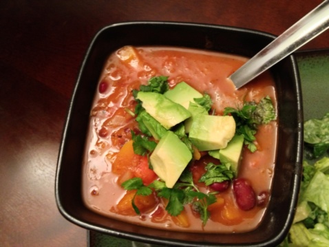 A bowl of butternut squash chili soup