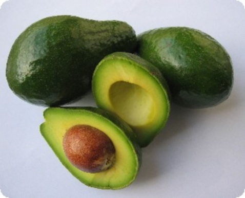 Two whole and a halved avocado
