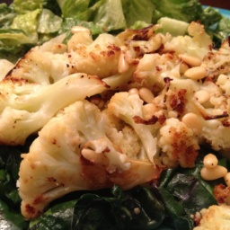 Roasted cauliflower with greens