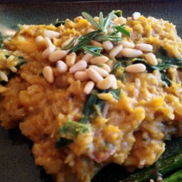 Roasted squash, leek and Swiss chard risotto