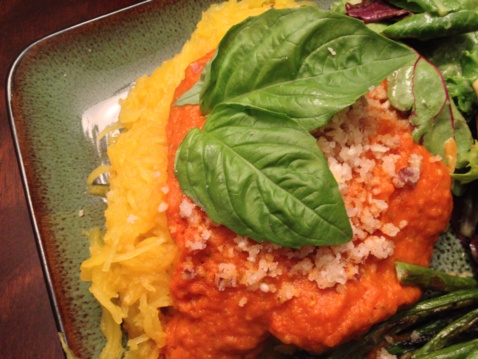 Roasted spaghetti squash with homemade marinara