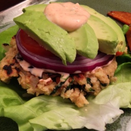 A burger made only from vegetables on a plate