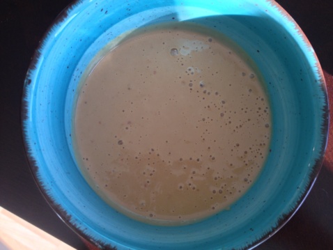 Peanut butter sauce in a bowl
