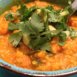 Thai-style pumpkin Curry with cilantro on top