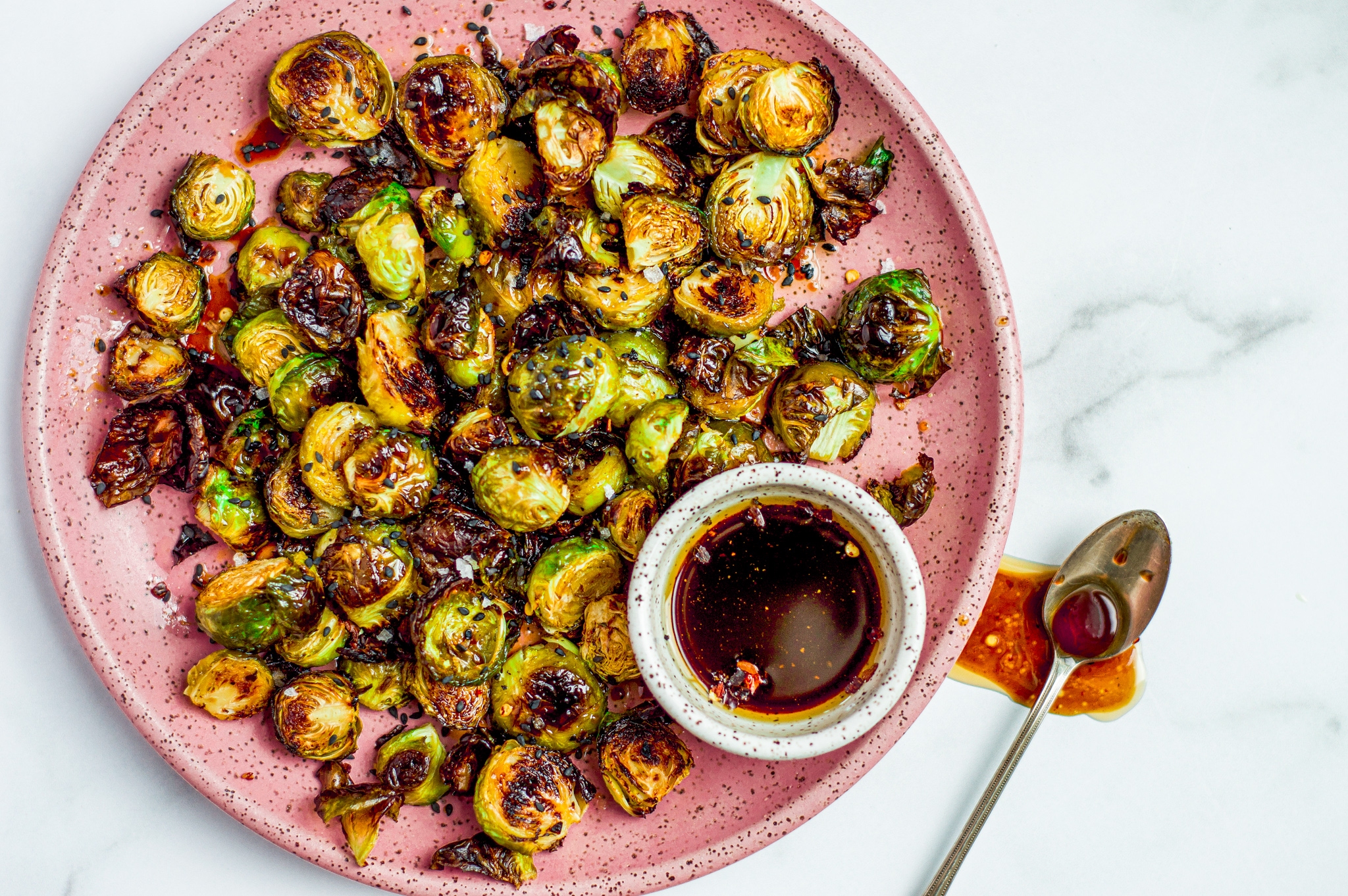 maple soy glazed brussel sprouts