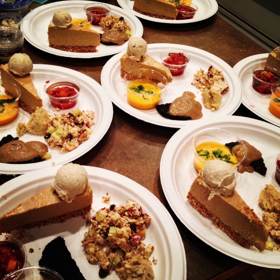 Paper plates with food at the Thrive Raw Cooking Classes