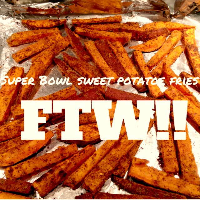 Sweet potato fries on a baking sheet