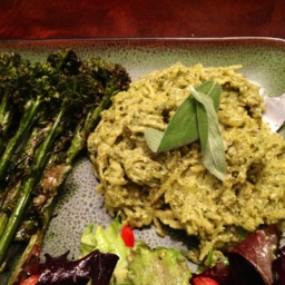 Pesto on roasted spaghetti squash