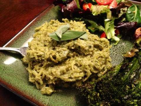 Spaghetti squash with pesto