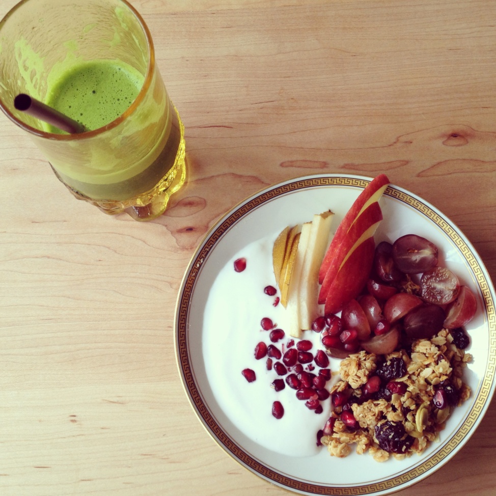 Granola with vegan yogurt and fruits