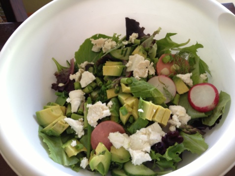 Spring Detox Salad with radishes, avocado, greens, and lemons