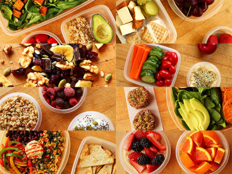 Different meals in plastic containers