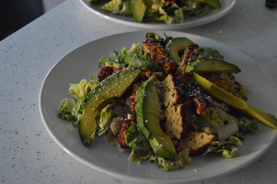 Blackened Tempeh Caesar with Avocado & Vegan Parmesan so fresh n so green