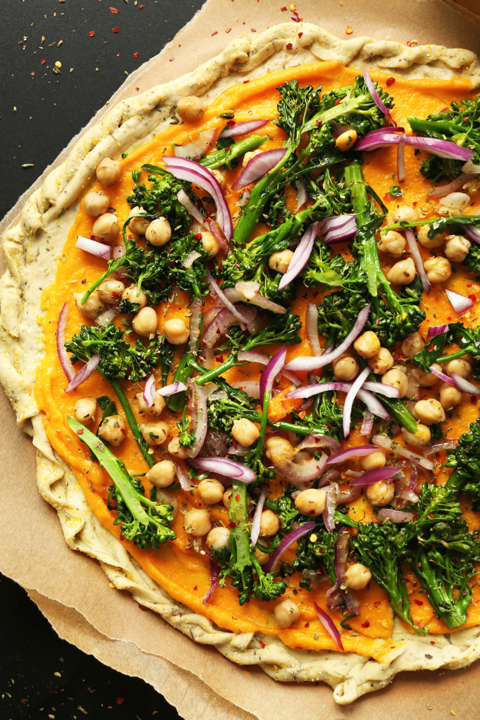 Vegan butternut squash and vegetable pizza