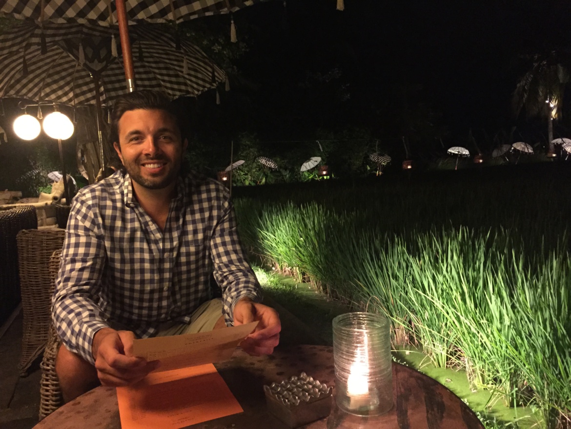 Lauren's husband choosing from menu options at Sardine