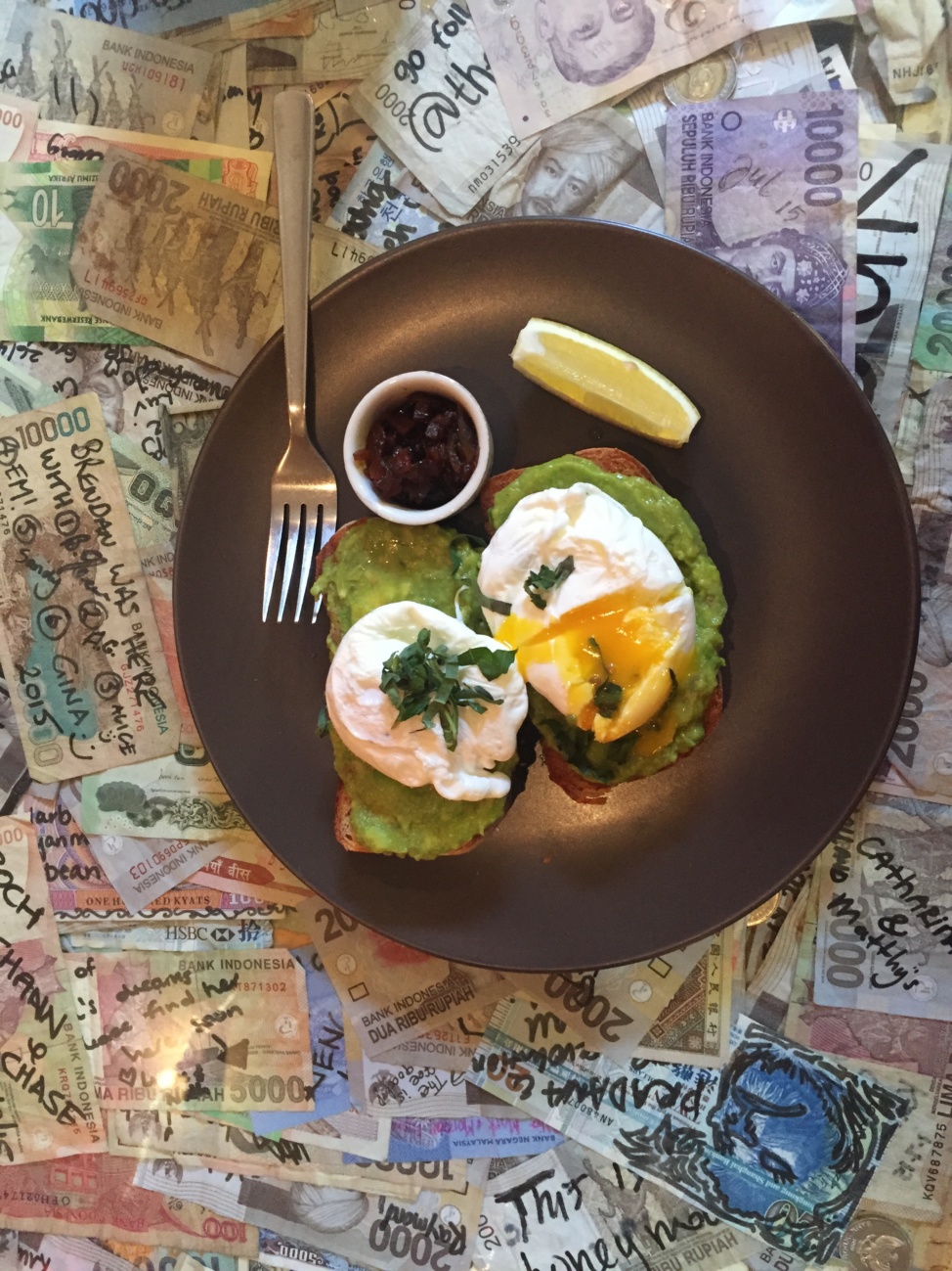Avocado toast at Revolver with poached eggs and gluten-free toast
