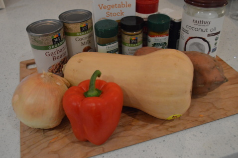 All the ingredients for the One-Pot Pumpkin Moroccan Chickpea Soup