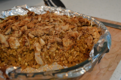 Baked Pumpkin Oatmeal in a baking pan