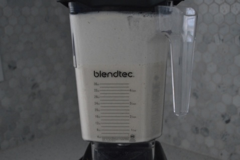 Cashew nut milk in a high speed blender