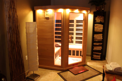 An infrared sauna cabin