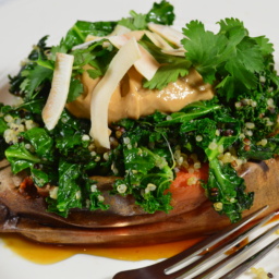 Baked, Stuffed Sweet Potato with Quinoa & Kale