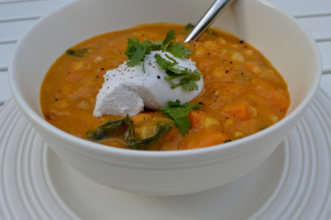 Spicy sweet potato corn chowder