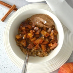 creamy quinoa porridge with apple pie compote