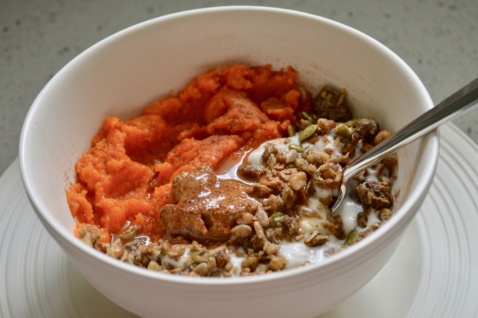 healthy breakfast bowl with sweet potato