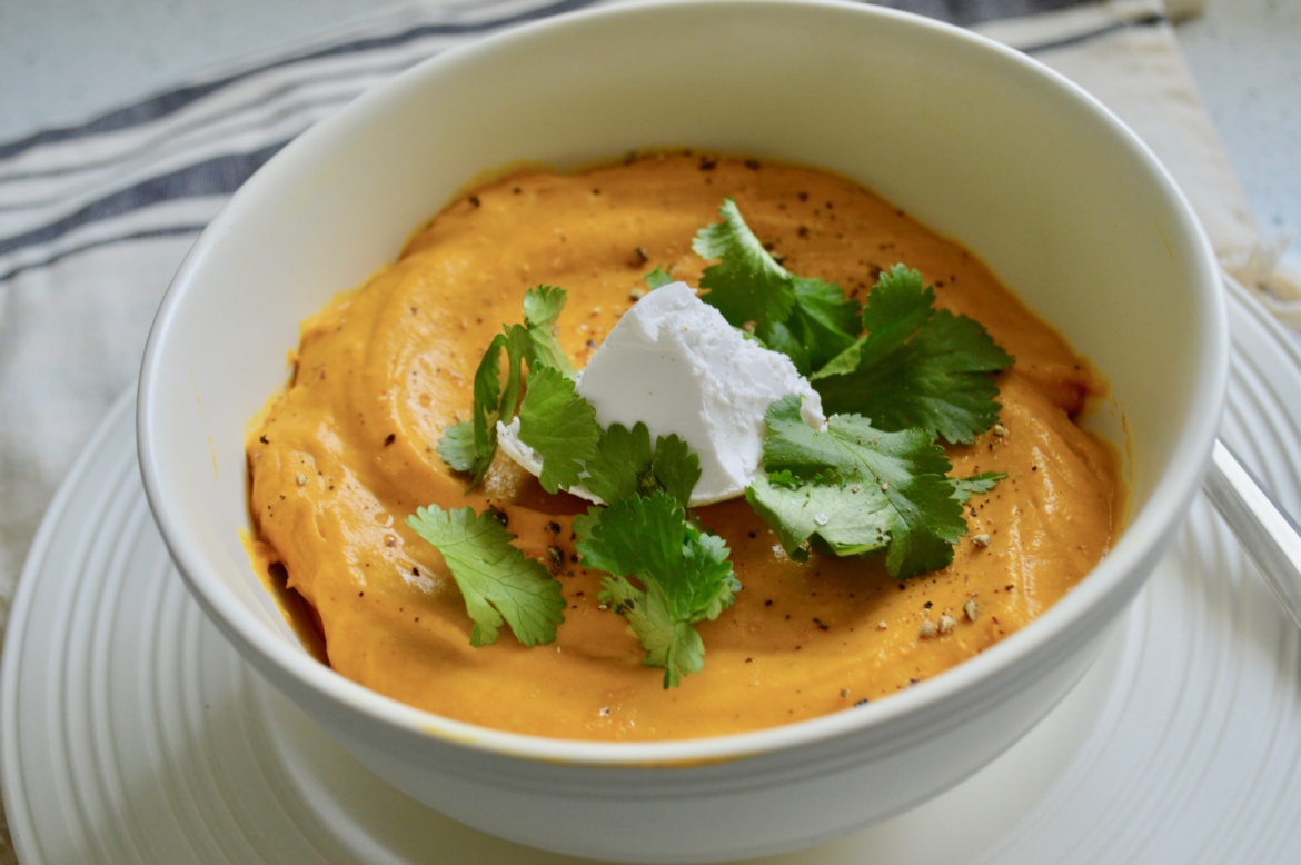 creamy sweet potato soup, vegan and gluten-free