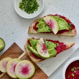 beet hummus and avocado toast