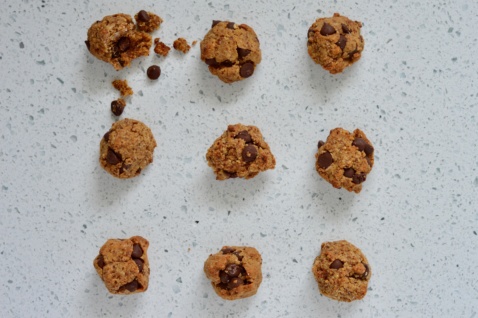 twelve paleo salted dark chocolate chip cookies balls