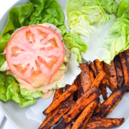 grilled turkey burger and sweet potato fries