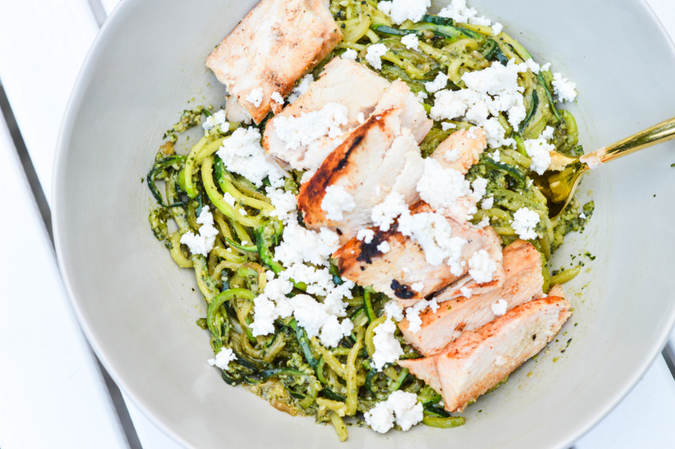 Summer In A Bowl Pesto Zucchini Pasta Bowls Grilled Chicken