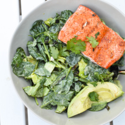 grilled miso salmon and avocado salad
