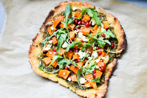 gluten-free pesto pizza
