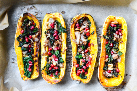 maple stuffed delicata squash with bacon