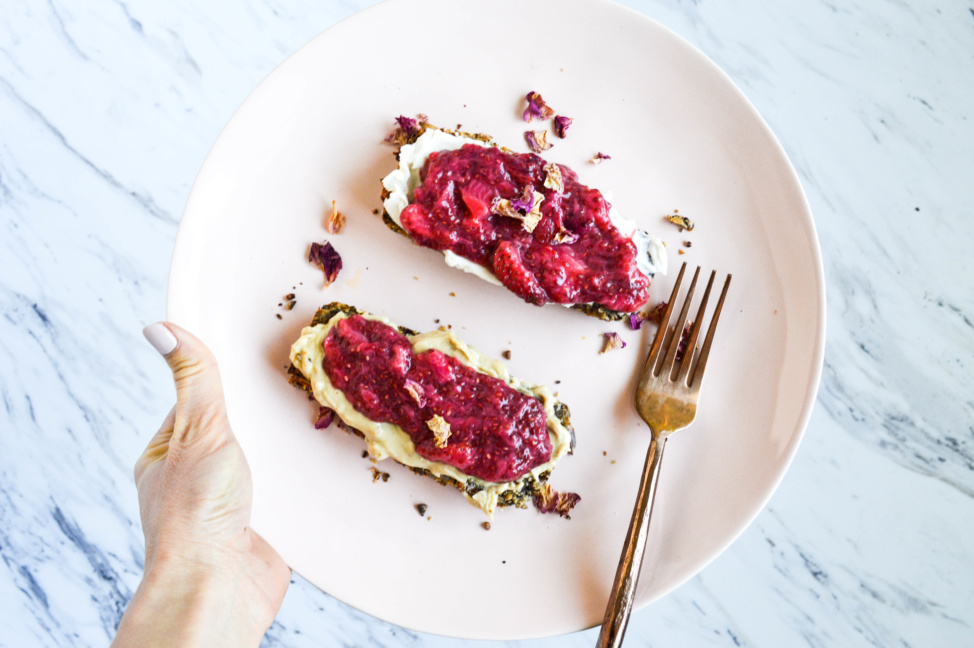 strawberry rhubarb jam on toast