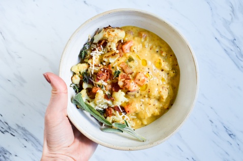 keto cauli bacon chowder