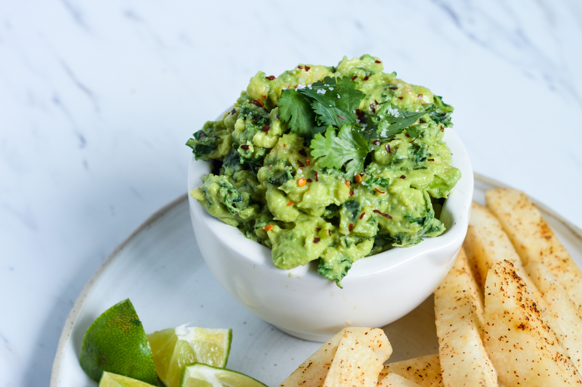 Superfood Guacamole + Jicama Dipping "Fries" so fresh n so green