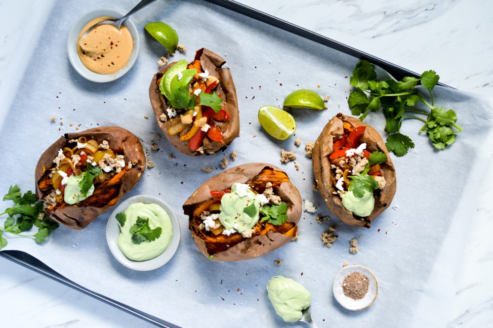 healthy fajita stuffed sweet potatoes