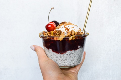 cherry chia pudding parfait